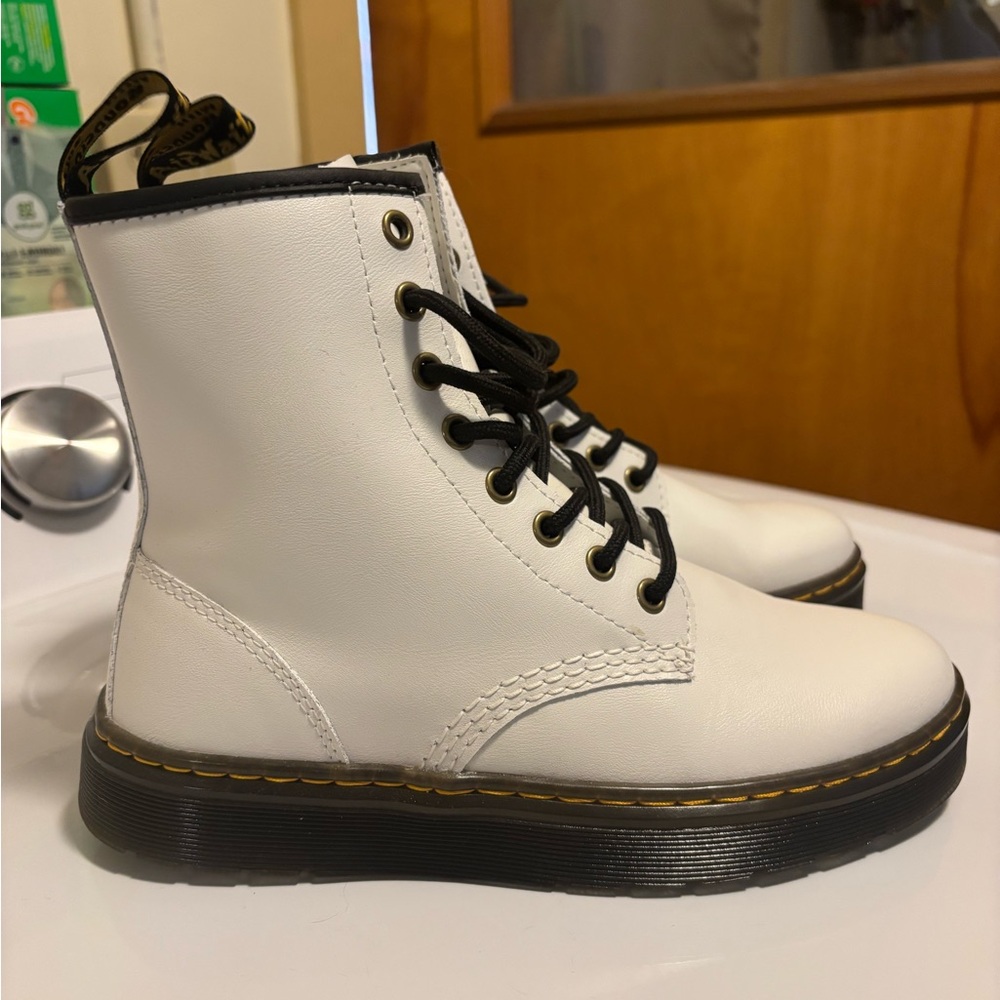 Dr. Martens White Lace-Up Boots with Black Laces